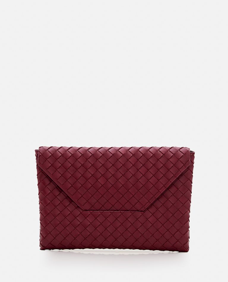 Shop Bottega Veneta Origami Large Envelope Leather Bag In Red