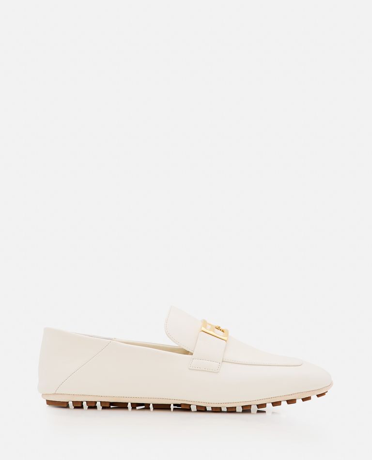 Shop Fendi Leather Loafer In White
