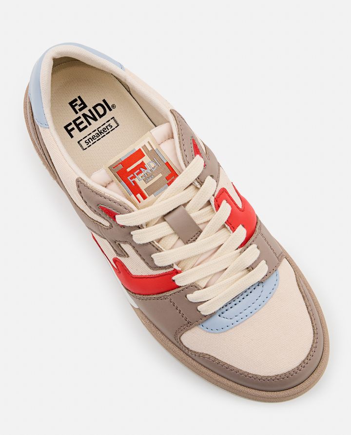 Fendi - MATCH LEATHER AND CANVAS SNEAKERS_4