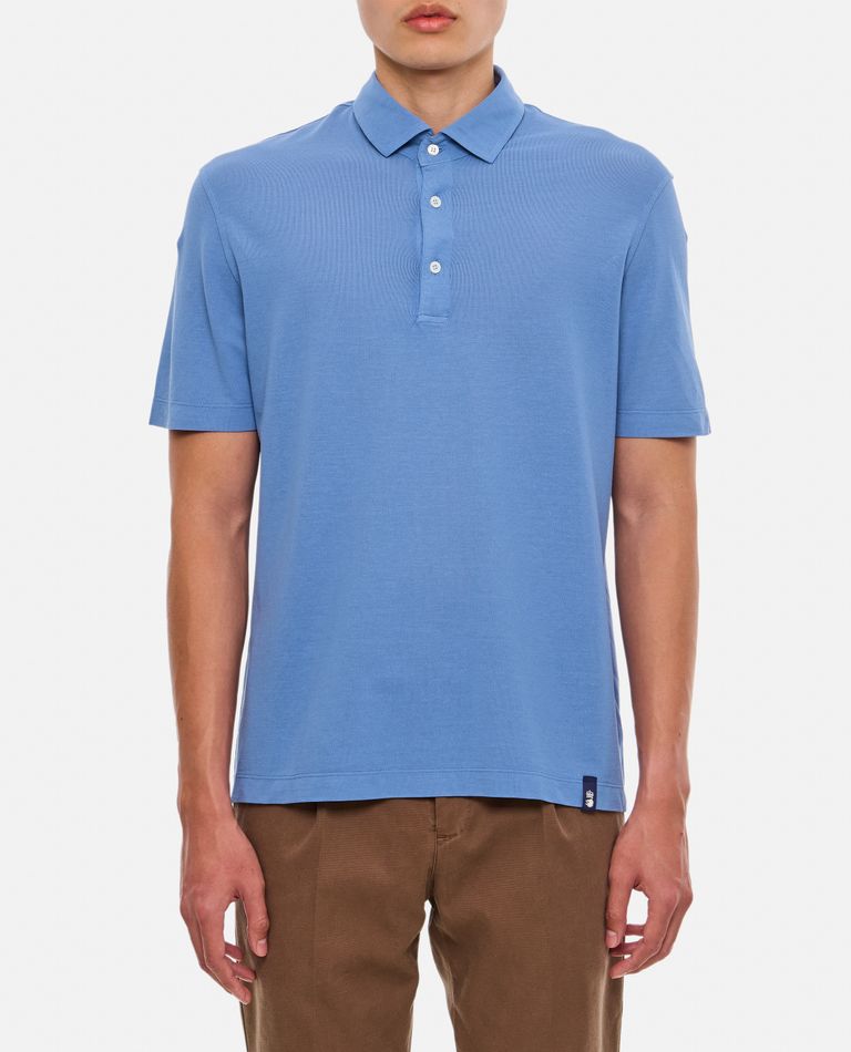 Shop Drumohr Cotton Polo Shirt In Sky Blue