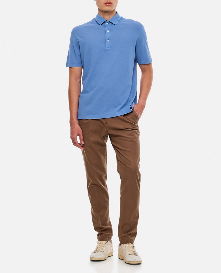 Shop Drumohr Cotton Polo Shirt In Sky Blue
