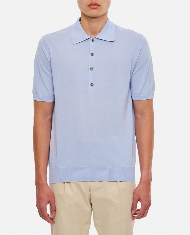 Shop Closed Cotton Polo In Sky Blue