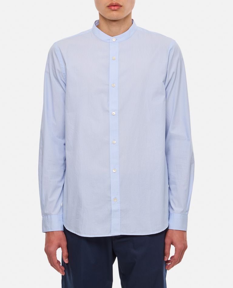Shop Closed Collarless Shirt In Blue