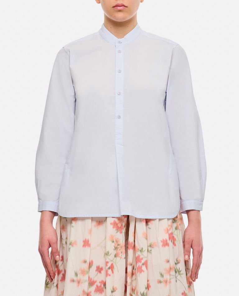 Shop Too Good Slim-fit Collarless Shirt In Sky Blue