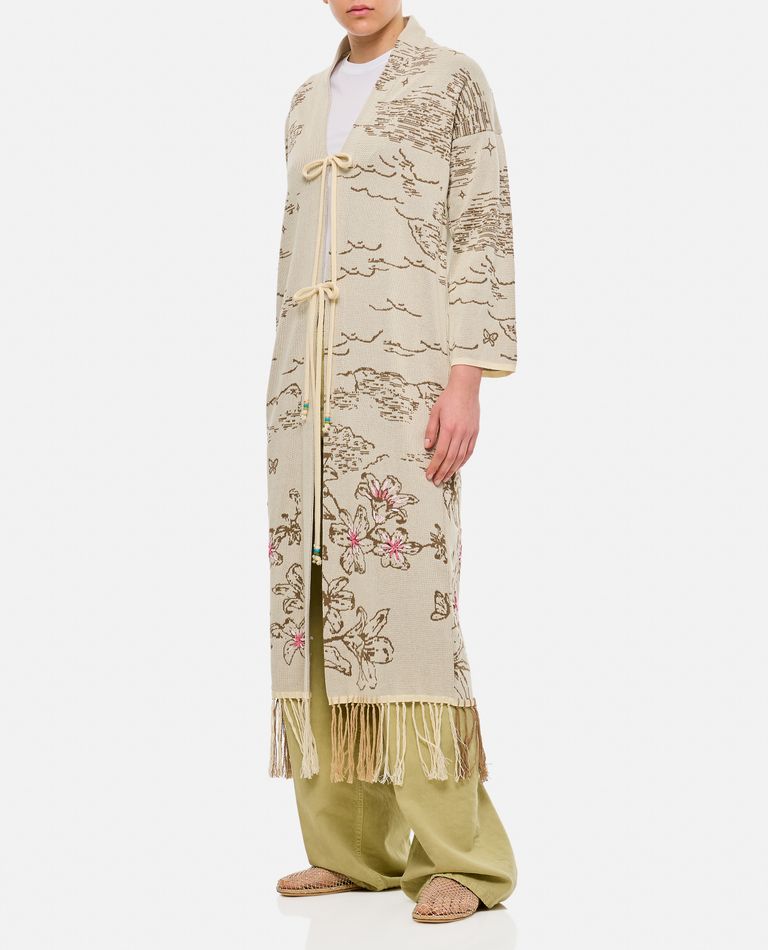 Shop Gio Giovanni Gerosa Embroidered Cotton Kimono With Laces In White