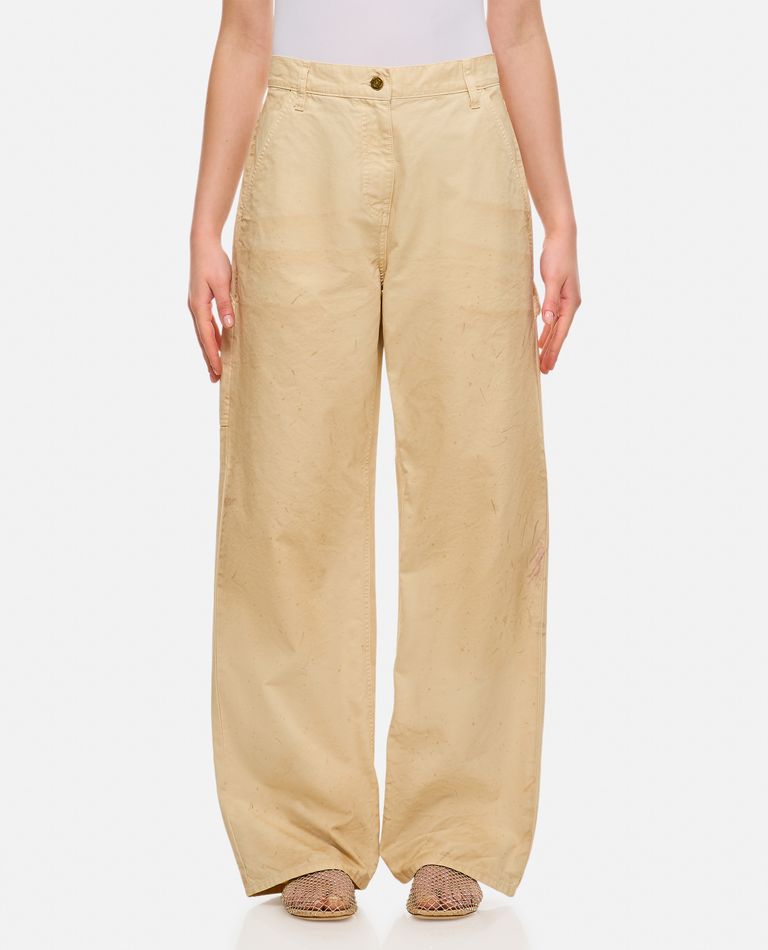 Shop Golden Goose Cotton Pants In Beige
