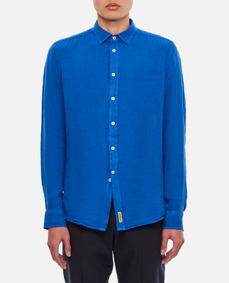 Shop Bd Baggies Linen Shirt In Blue