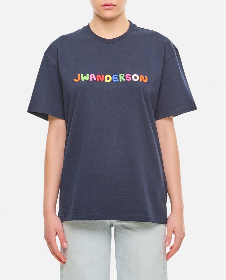 Shop Jw Anderson X Clay Logo Embroidery Unisex T-shirt In Blue