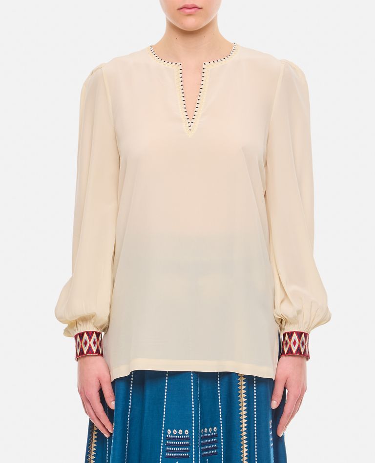 Shop Emporio Sirenuse Sunshirt Bulls Embroidered Blouse In White