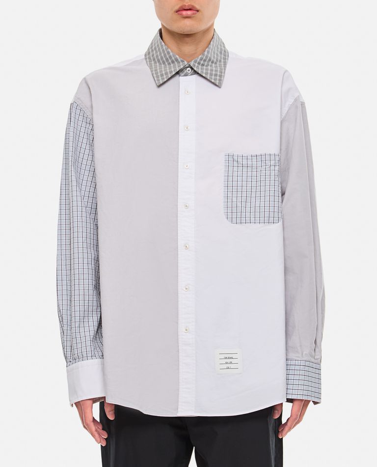 Shop Thom Browne Oversized Cotton Shirt In White