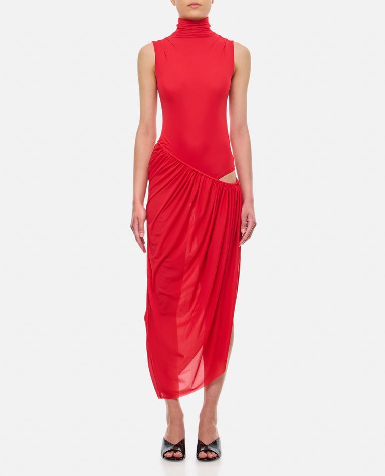 Christopher Esber Ruched Coil Tank Dress In Red