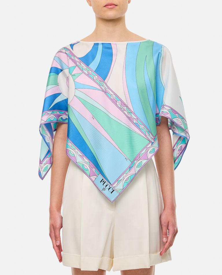 Emilio Pucci Short Sleeve Blouse In Sky Blue