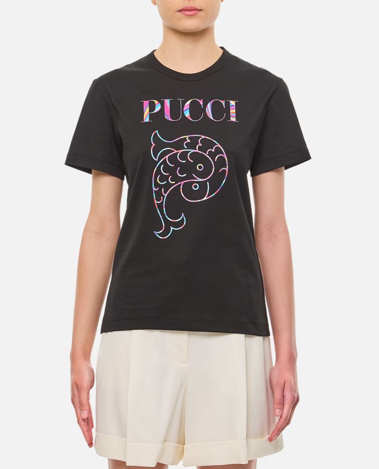 Emilio Pucci Short Sleeve Cotton T-shirt In Black