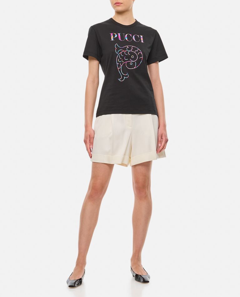 Shop Emilio Pucci Short Sleeve Cotton T-shirt In Black