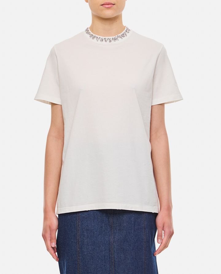 Golden Goose - REGULAR DISTRESSED COTTON T-SHIRT WITH EMBROIDERY_1