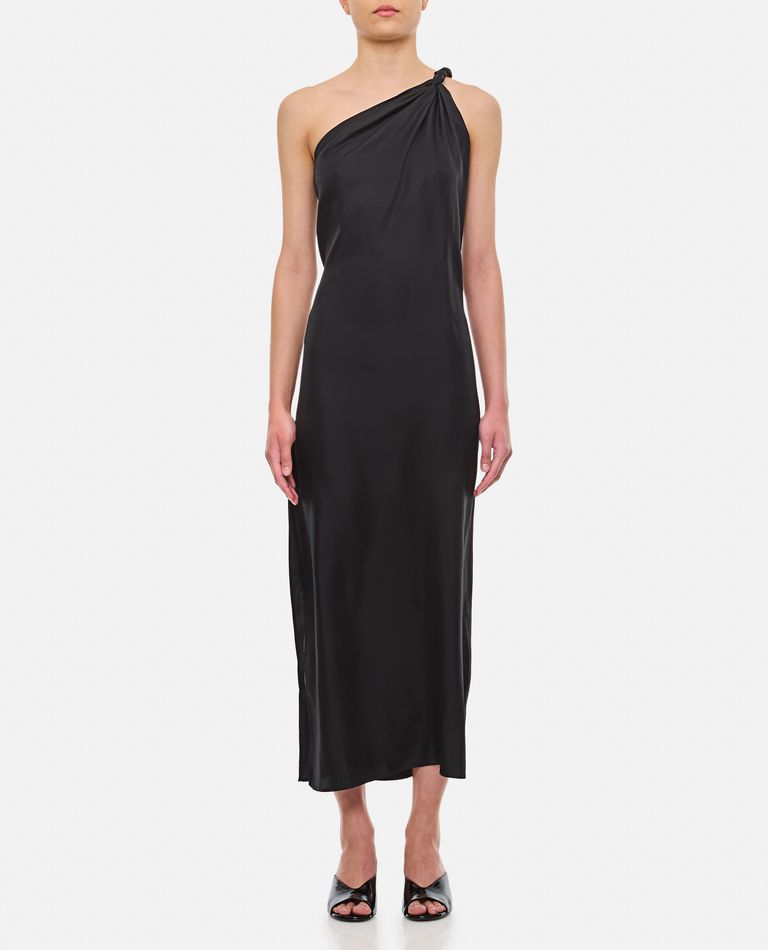 Loulou Studio Silk Single-shoulder Midi Dress In Black