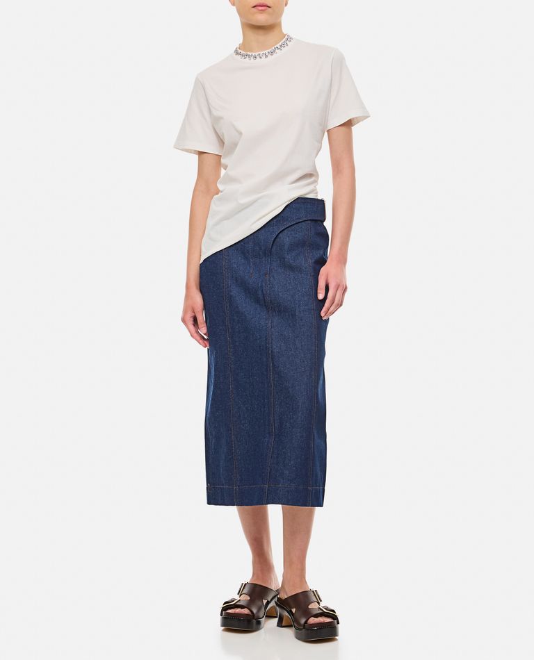 Shop Jacquemus Midi Denim Skirt In Blue