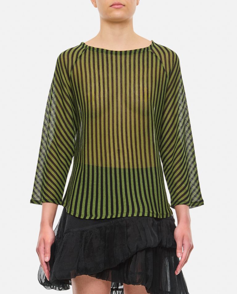 Shop Vitelli Linen Cotton And Wool Raglan Sweater In Green