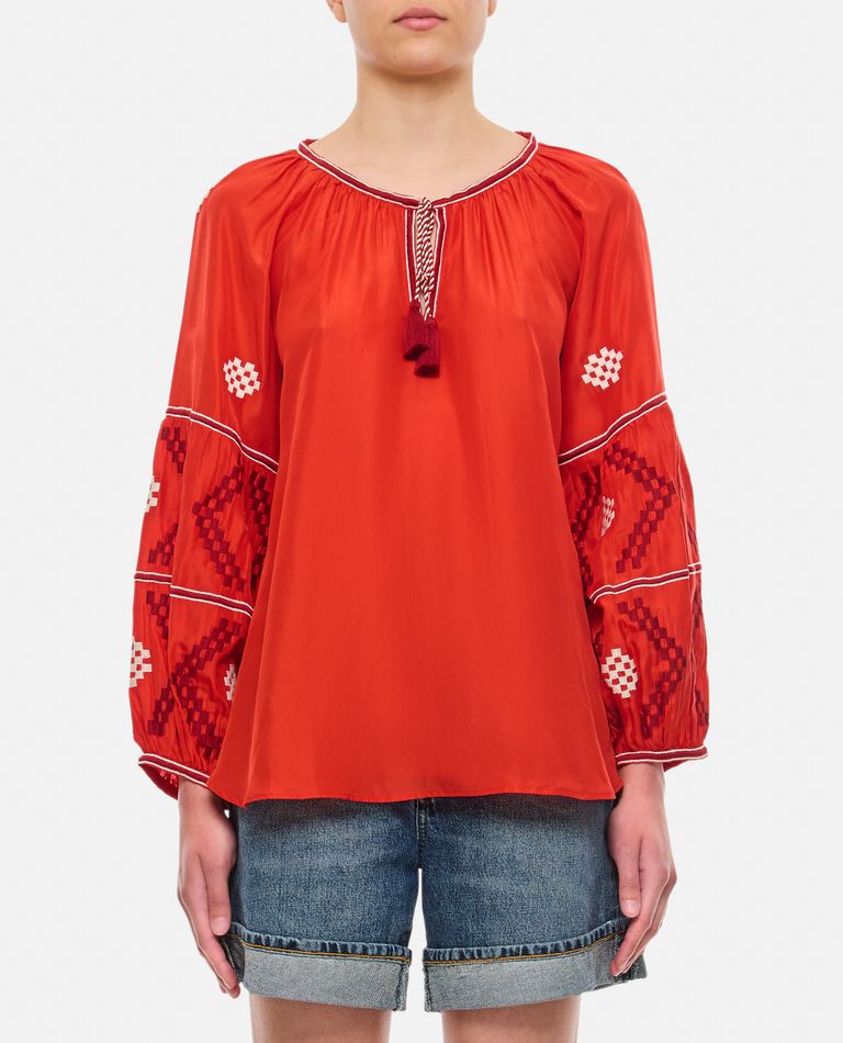 Shop Benaras By Citrus Valentina Westend Blouse In Red