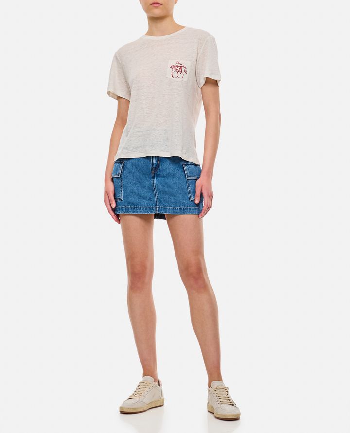 Golden Goose - LINEN T-SHIRT WITH EMBROIDERED POCKET_2