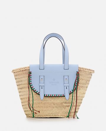 Cuba Lab - TROPICANA STRAW AND LEATHER TOTE BAG
