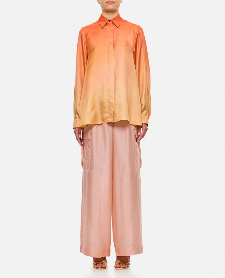 Zimmermann Tranquility Draped Silk Shirt In Orange