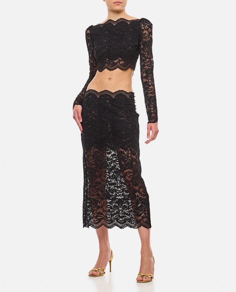 Rabanne Black Crop Top In Lace Black In Black