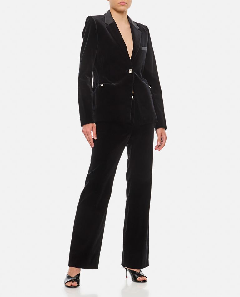 Rabanne Straight Velvet Pants In Black