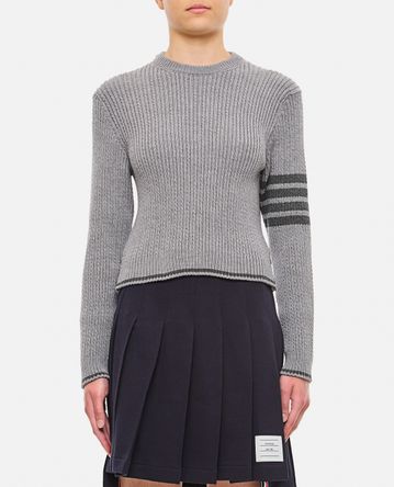 Thom Browne - MERINO WOOL BABY CABLE CROPPED CREW NECK PULLOVER