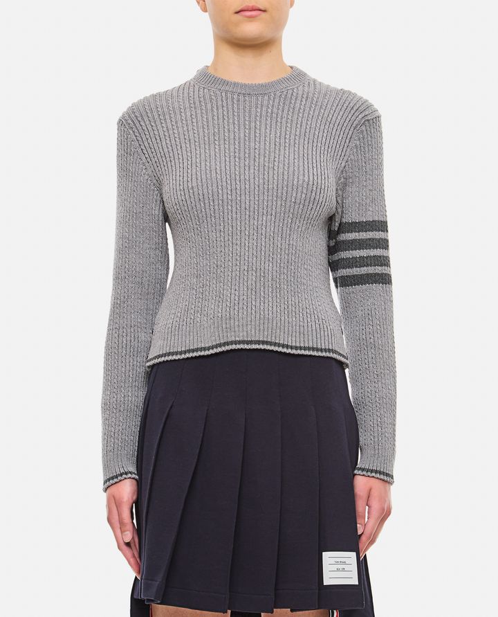 Thom Browne - MERINO WOOL BABY CABLE CROPPED CREW NECK PULLOVER_1