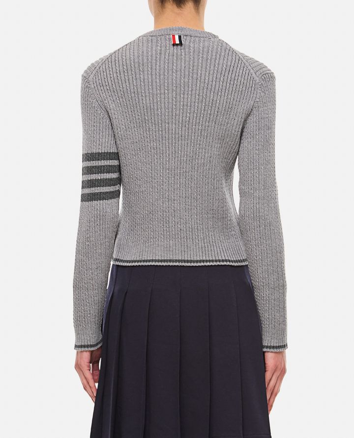 Thom Browne - MERINO WOOL BABY CABLE CROPPED CREW NECK PULLOVER_3