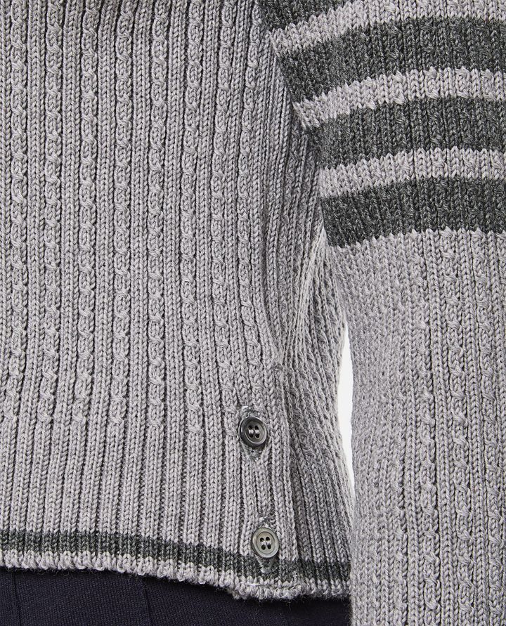 Thom Browne - MERINO WOOL BABY CABLE CROPPED CREW NECK PULLOVER_4