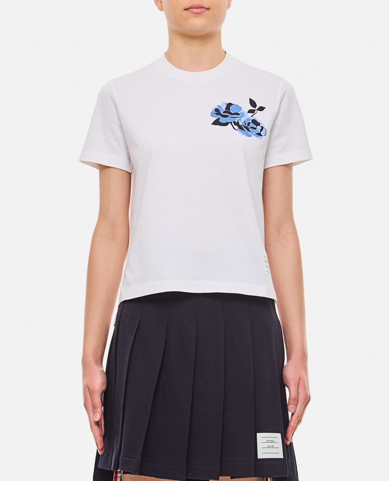 Shop Thom Browne Cotton T-shirt W/ Printed Detail In White