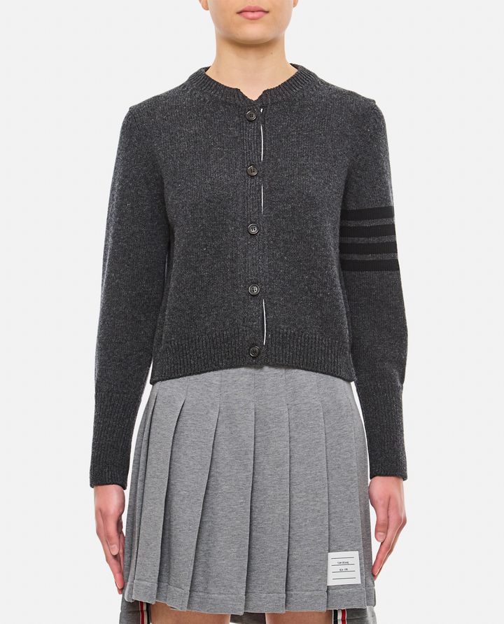 Thom Browne - CARDIGAN GIROCOLLO ICON JERSEY IN LANA MERINO CON INTARSI_1