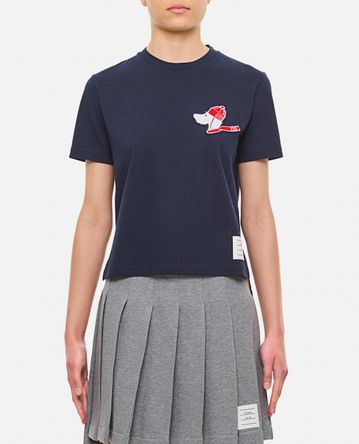 Thom Browne - SHORT SLEEVE T-SHIRT WITH EMRBOIDERED DETAIL