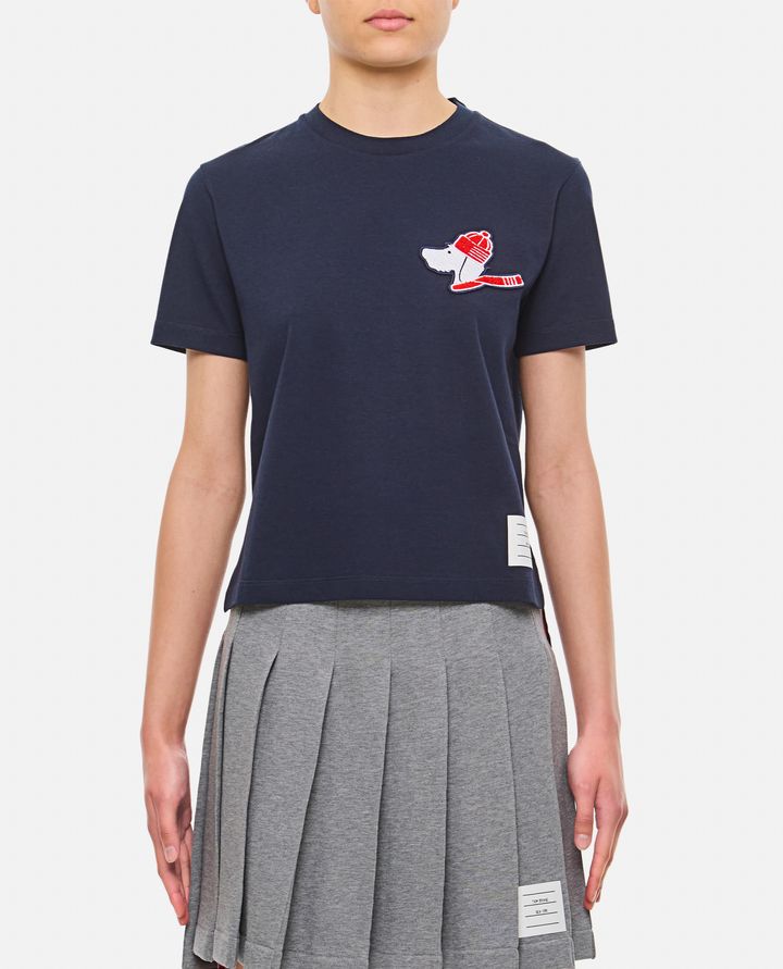 Thom Browne - T-SHIRT MANICA CORTA CON DETTAGLIO RICAMATO_1