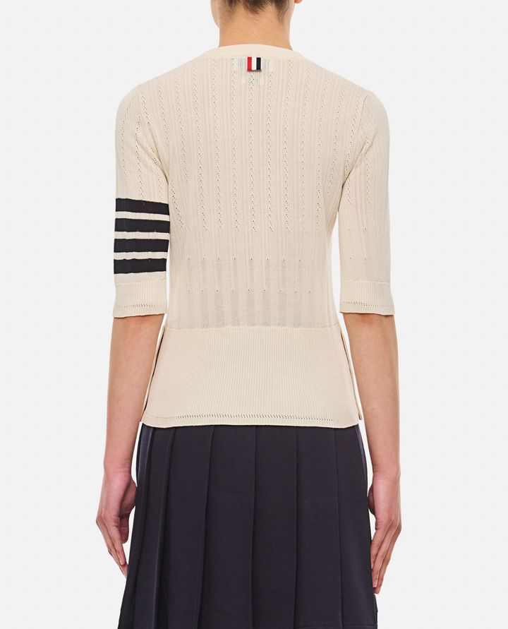 Thom Browne - FINE MESH RIB STITCH 3/4 SLEEVE TEE_3