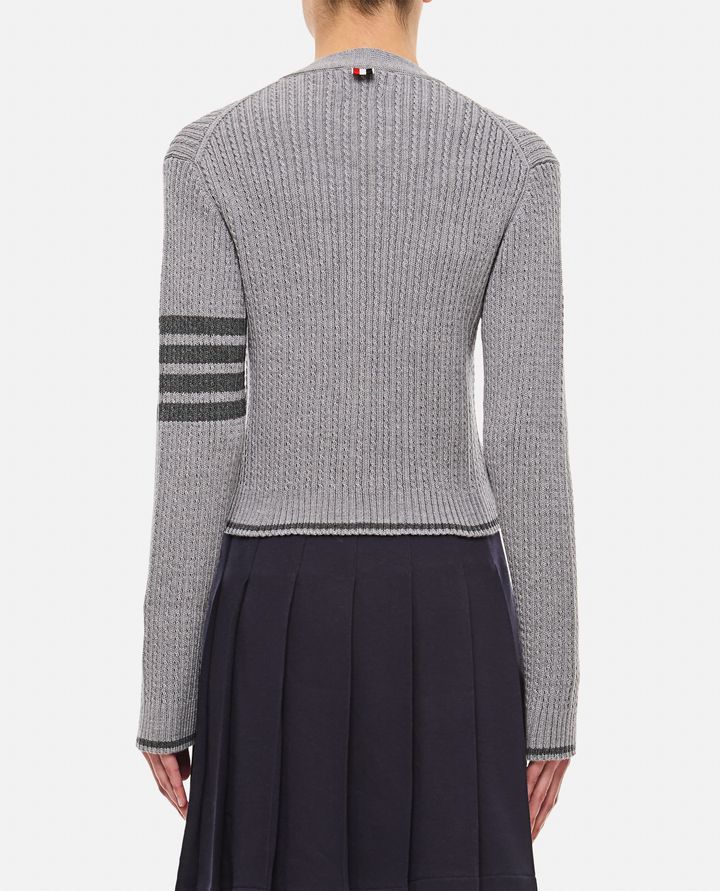 Thom Browne - MERINO WOOL BABY CABLE V NECK CARDINGAN_3