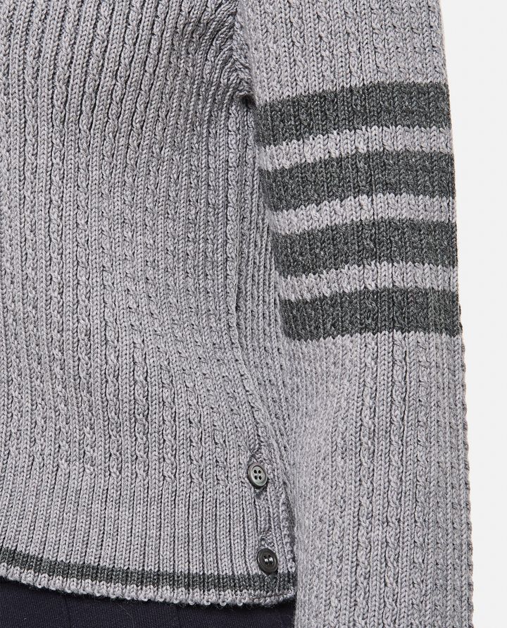 Thom Browne - MERINO WOOL BABY CABLE V NECK CARDINGAN_4