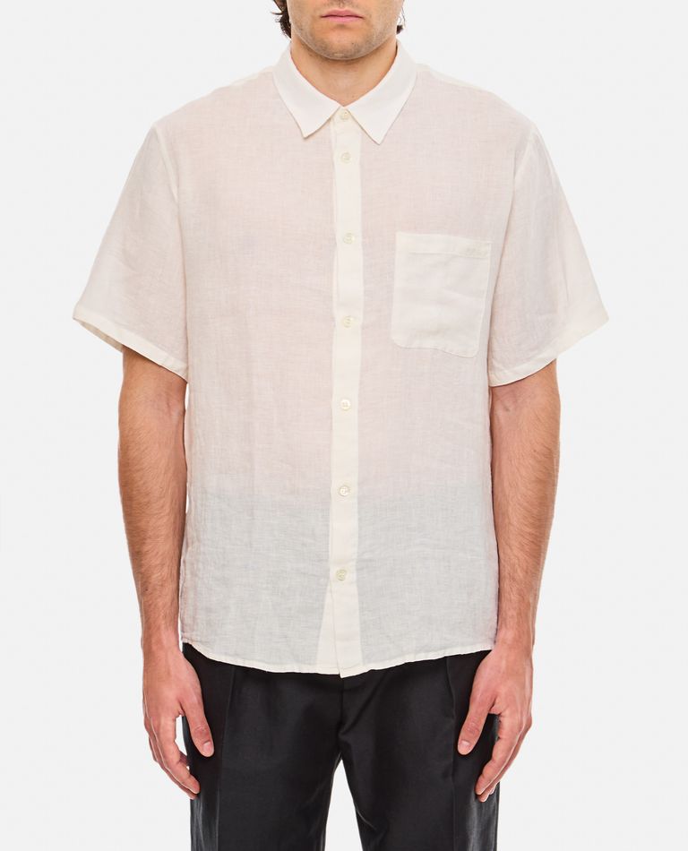 Shop Apc Bellini Logo Linen Shirt In White