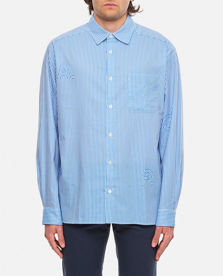 Shop Apc Malo Cotton Shirt In Sky Blue