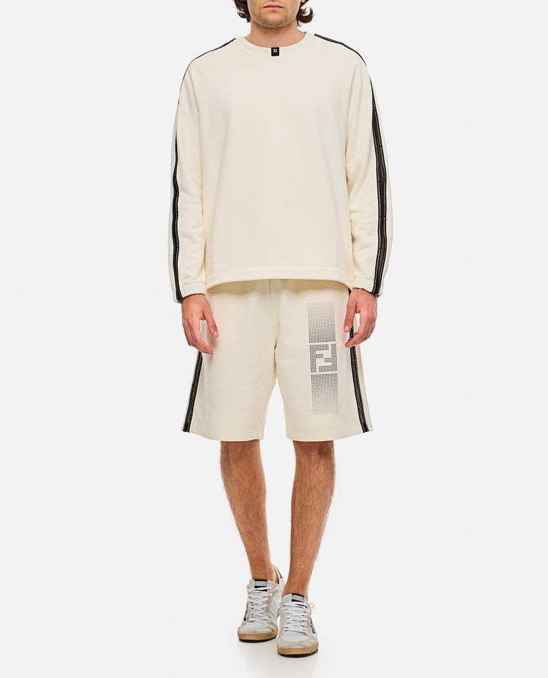 Shop Fendi Shaded Ff Heavy Jersey Bermuda In White