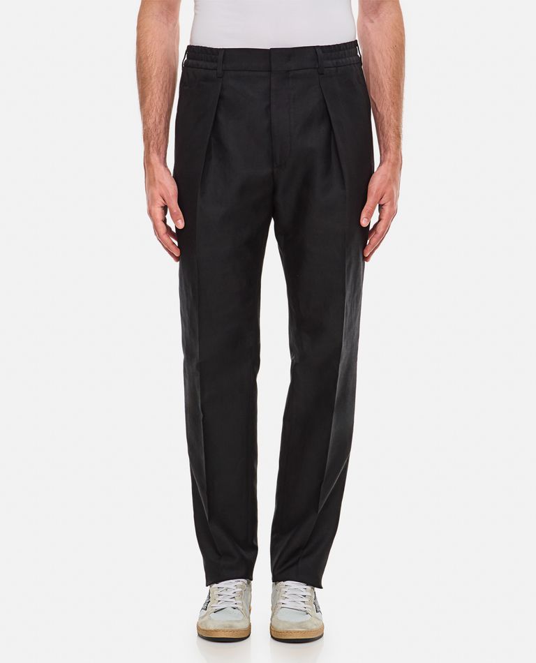 Shop Fendi Hemp Stretch Pants In Black