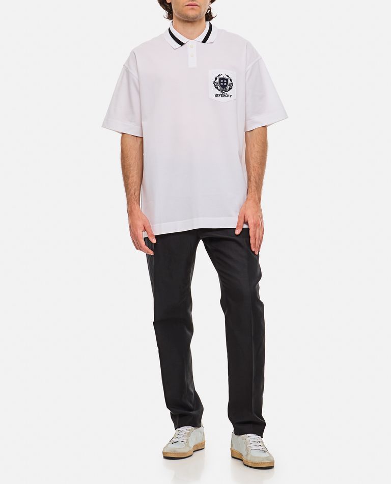 Shop Givenchy Pocket Cotton Polo In White