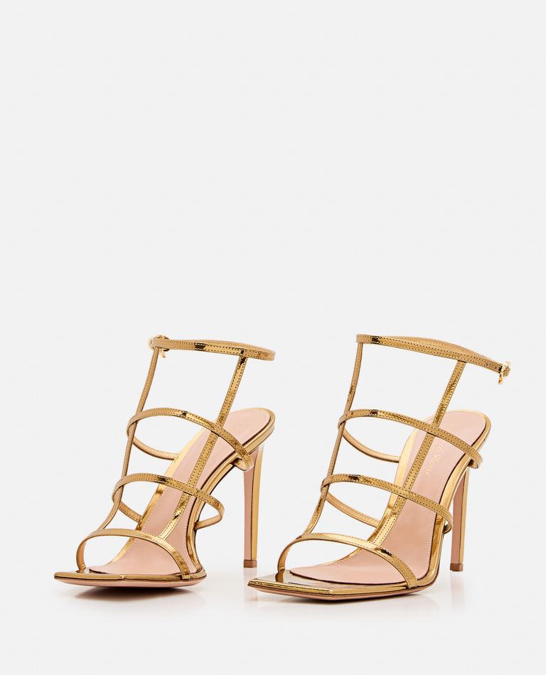 Shop Gianvito Rossi Letal Leather Heel Sandals In Gold