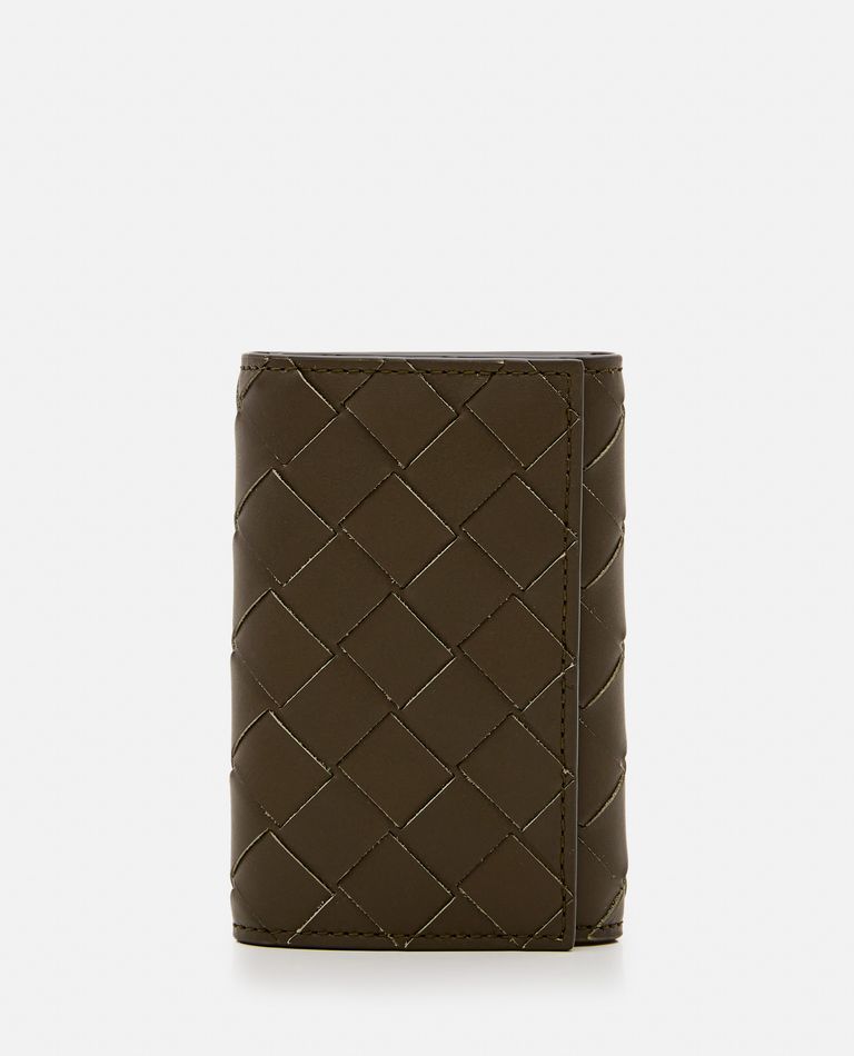 Shop Bottega Veneta Leather Wallet Key Ring In Brown