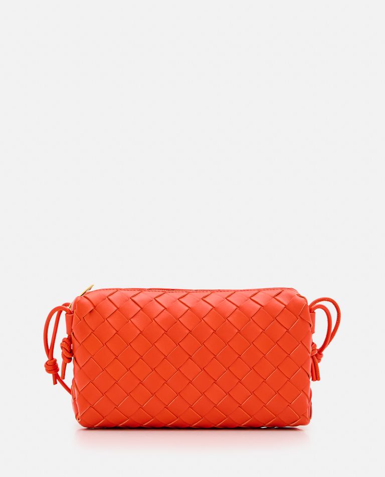 Shop Bottega Veneta Loop Baguette Leather Shoulder Bag In Orange