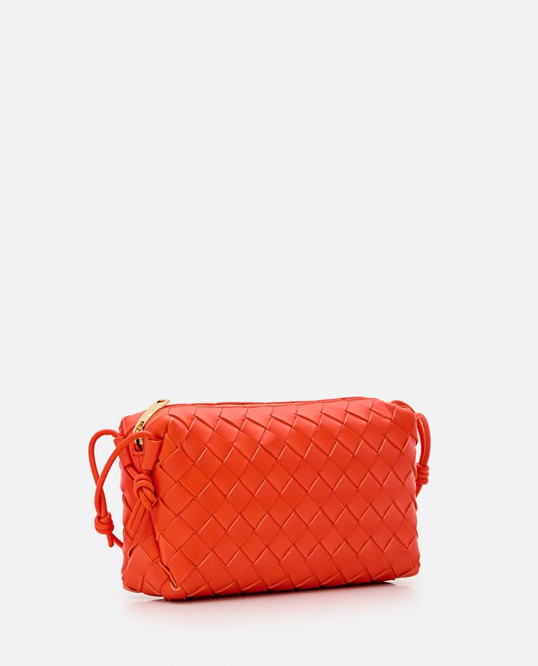 Shop Bottega Veneta Loop Baguette Leather Shoulder Bag In Orange