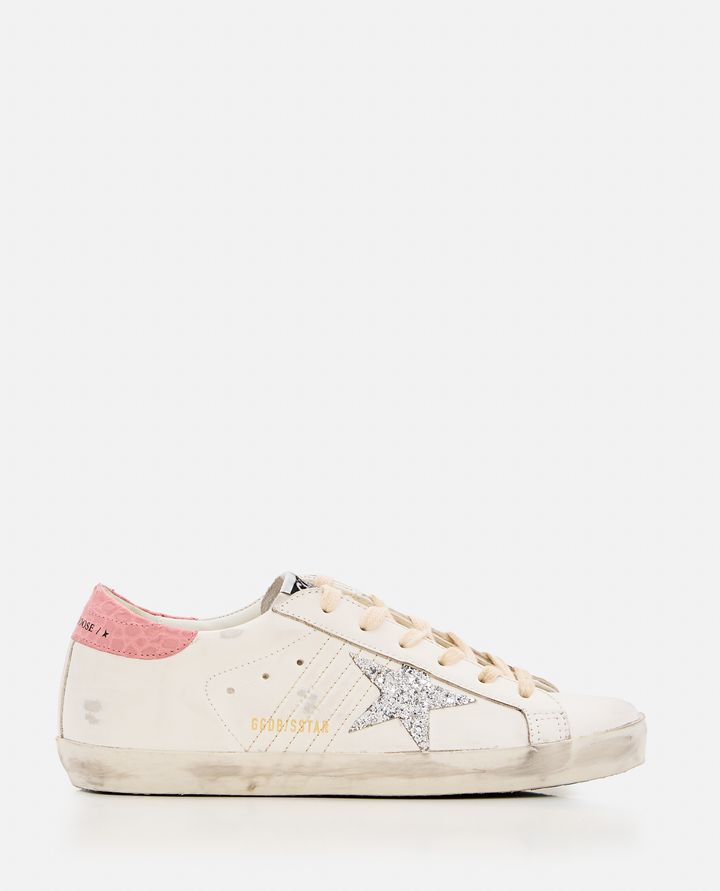 Golden Goose - SUPER STAR LEATHER AND GLITTER SNEAKERS_1