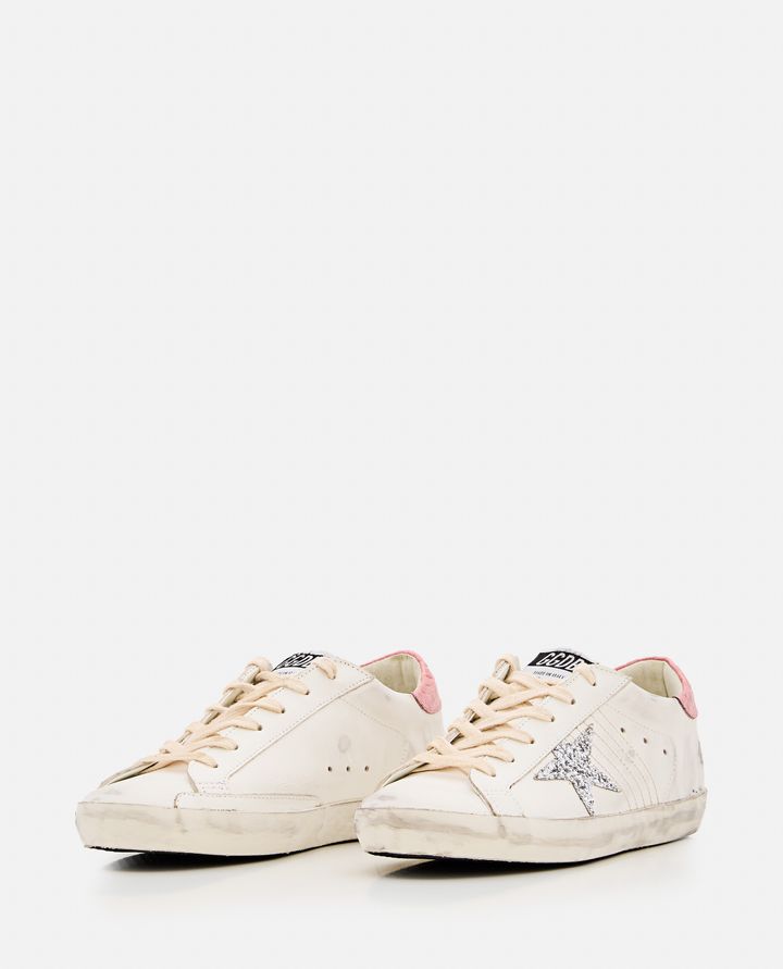 Golden Goose - SUPER STAR LEATHER AND GLITTER SNEAKERS_2